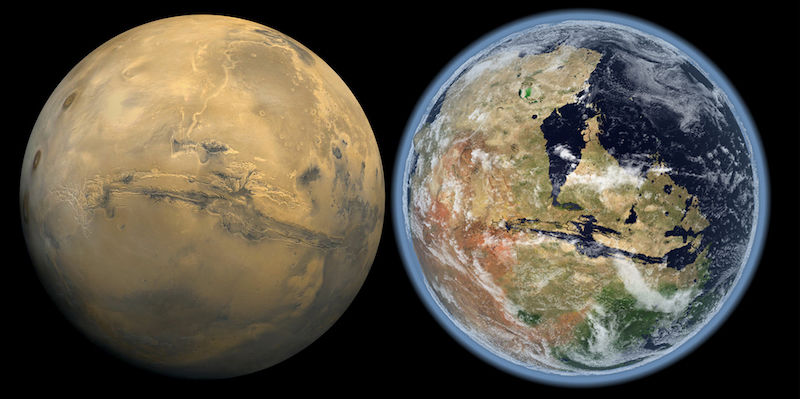 Hipotético aspecto de Marte tal y como era hace millones de años. Imagen: NASA